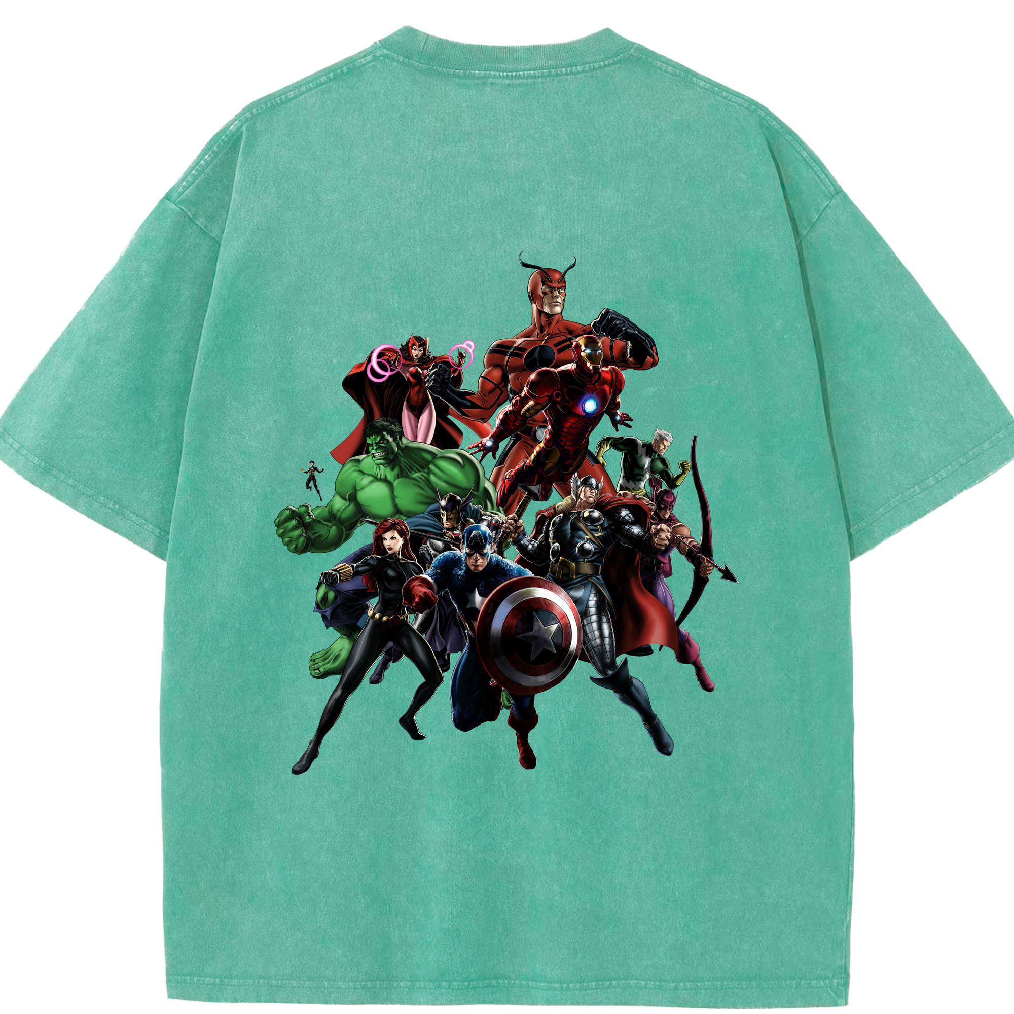 （画像用） アベンジャーズ The Avengers 綿100% ヴィンテージ風 半袖Tシャツ（背面プリント）